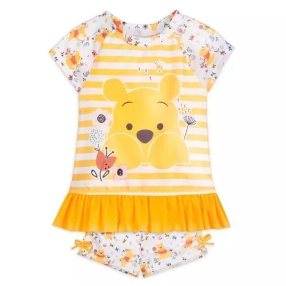 Toddler Girls Disney Store Winnie the Pooh Rashguard Swim Set Swimsuit 2 Pc - 5T - Picture 2 of 3